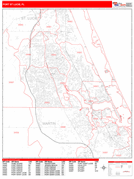 Port St. Lucie Digital Map Red Line Style